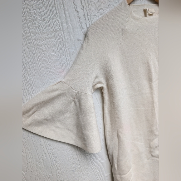 Moth Chester Ivory Crew Neck Bell Sleeve Pullover Knit Sweater Dress Medium - Picture 3 of 6